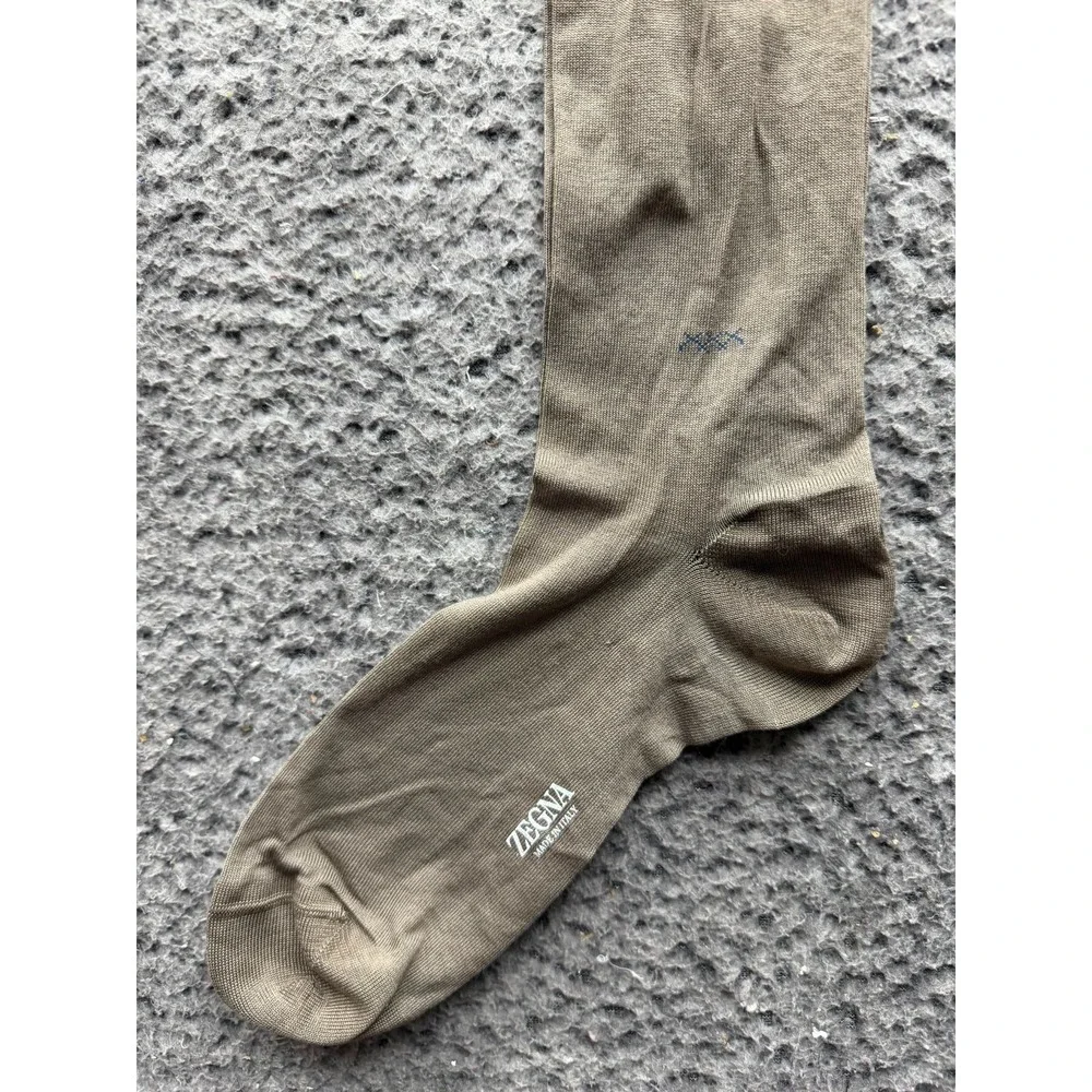 NWT Zegna Baguette Mercerised Stretch Cotton Knee Sock Rust One Size Unisex